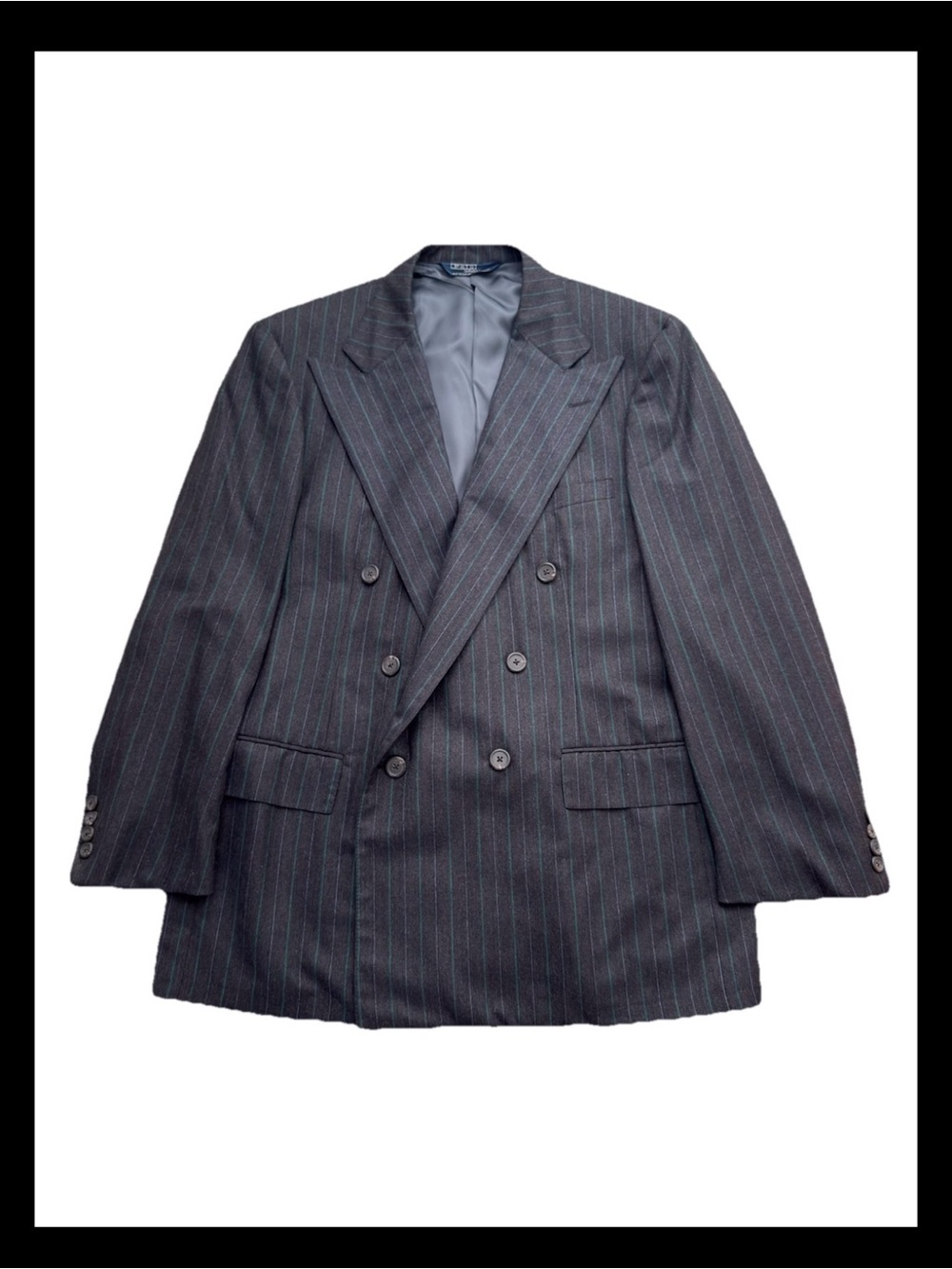 Vintage Polo Ralph Lauren Suit Jacket 43R Double Breasted Pinstripe USA Neiman - Picture 4 of 8